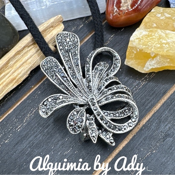 Alquimia Silver Ornate Pendant Necklace marcasite - Picture 2 of 3